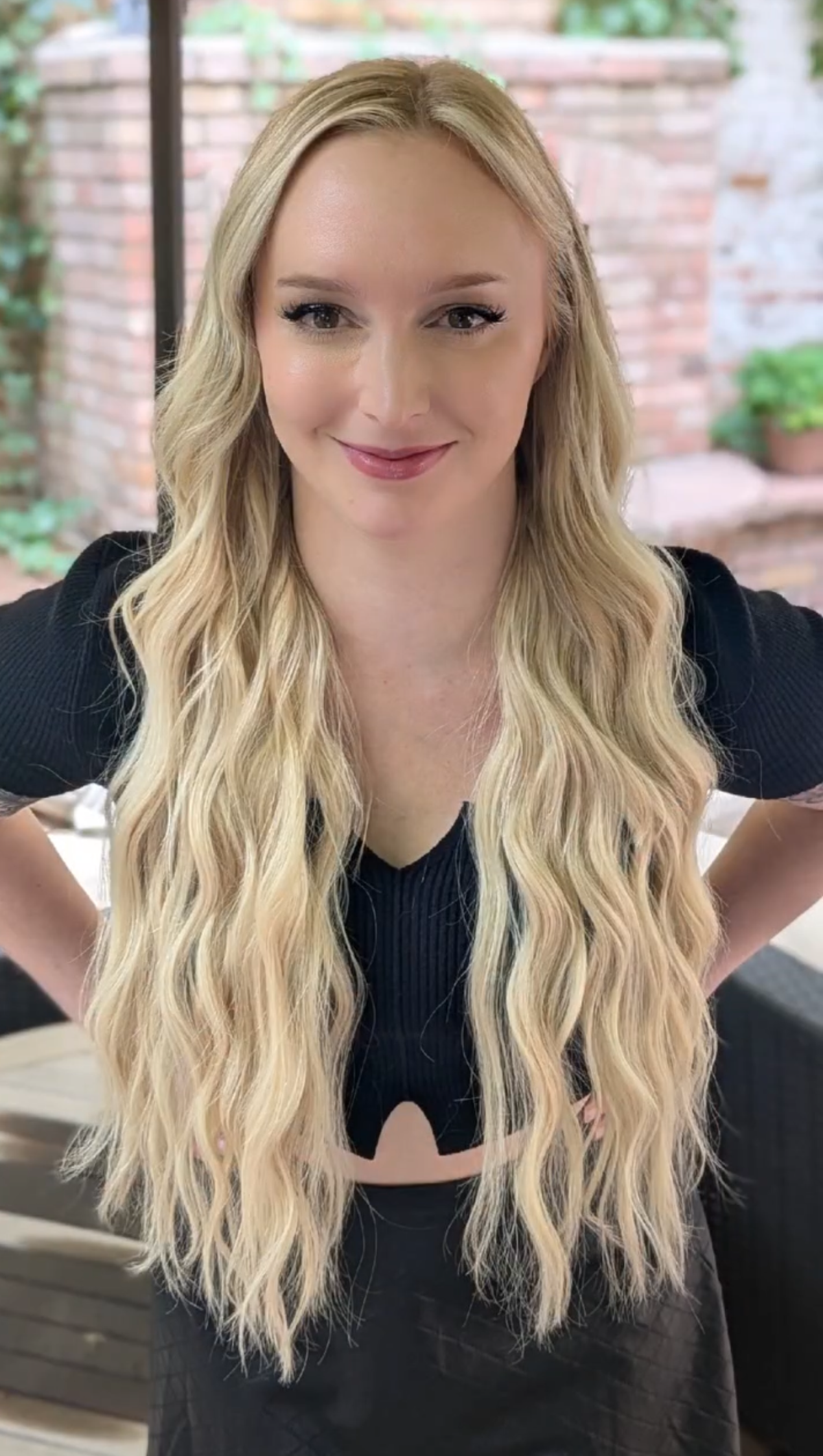 Hand-tied weft hair extensions with natural blend by Haley at Fluff Hair Extensions Studio