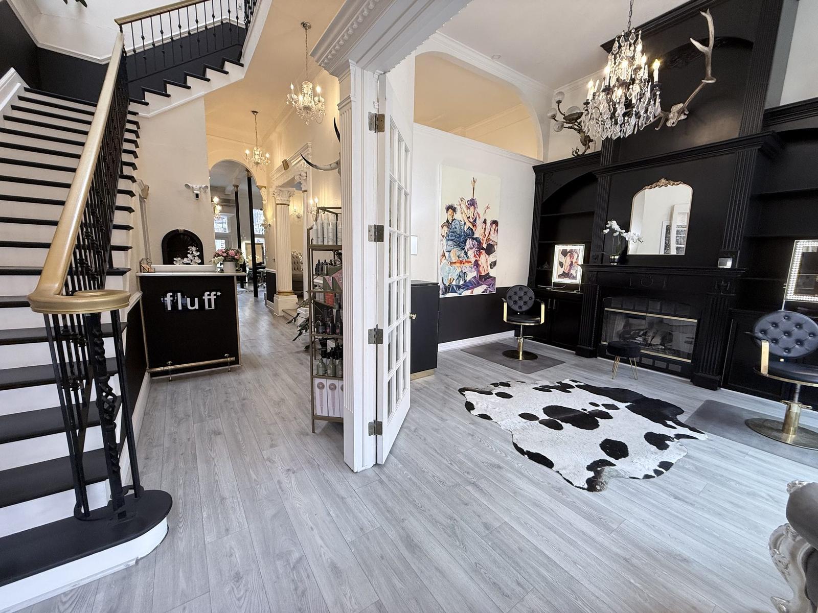 Fluff Hair Extensions Studio lobby and consultation area in LoDo Denver